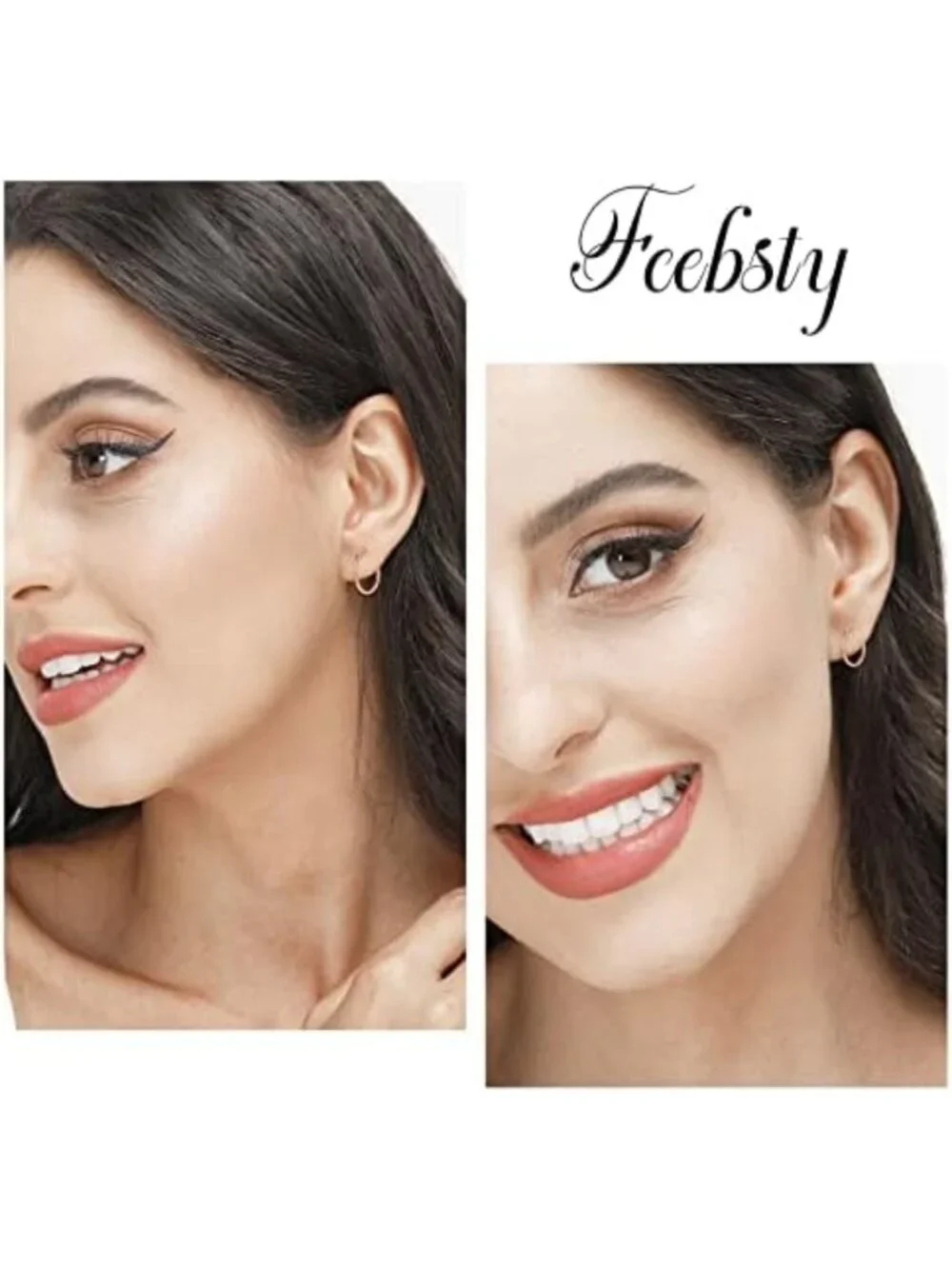 3 Pairs Sterling Silver Hoop Earrings | Small White Gold Plated for Women
